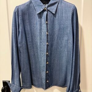 Boston Proper denim shirt with silver buttons size L